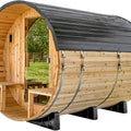 Backyard Discovery Paxton 4-6 Person Traditional Cedar Outdoor Barrel Sauna with Electric Sauna Heater, Front Porch, Sauna Rocks, Dry Heat, Steam Sauna, LED Lights, Wi-Fi Panel, Sauna Accessories