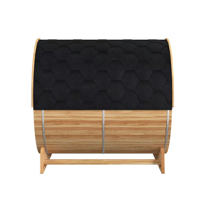 4-Person Electric Heater Outdoor Cedar Barrel Steam Sauna Front Porch Canopy - ETL Certified