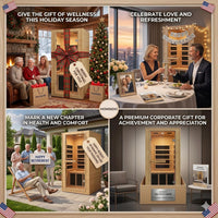 Home Sauna, 32.3"W X 27.2"D X 59"H Canadian Hemlock Wood Far Infrared, 1-Person Mini Home Sauna– 140°F Max, with Bluetooth, Digital Controller, Tempered Glass for Home Relaxation,Home Gym Gift
