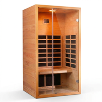 1 Person Extendable FAR Infrared Sauna for Home, Hemlock Wood Low EMF 6 Carbon Heaters Indoor Saunas with LED Lights, Bluetooth Speaker, Digital Control Panel, and Seating Bench — Studio Shot