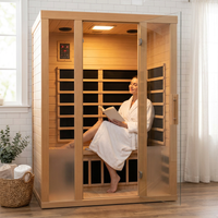 1 Person Extendable FAR Infrared Sauna for Home, Hemlock Wood Low EMF 6 Carbon Heaters Indoor Saunas with LED Lights, Bluetooth Speaker, Digital Control Panel, and Seating Bench — Lifestyle