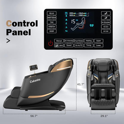 Massage Chair Full Body 53" Sl-Track Zero Gravity Shiatsu, Black | Full-Body Airbags, 5 Modes, 6 Techniques, Body Scan, Foot Roller, Armrest & Pad Dual Control, No Assembly, Lumbar & Calf Heat