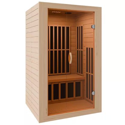 Home Sauna Room 2-Person Indoor Hemlock Wooden Infrared Indoor Sauna Spa with Bluetooth Digital Control Panel