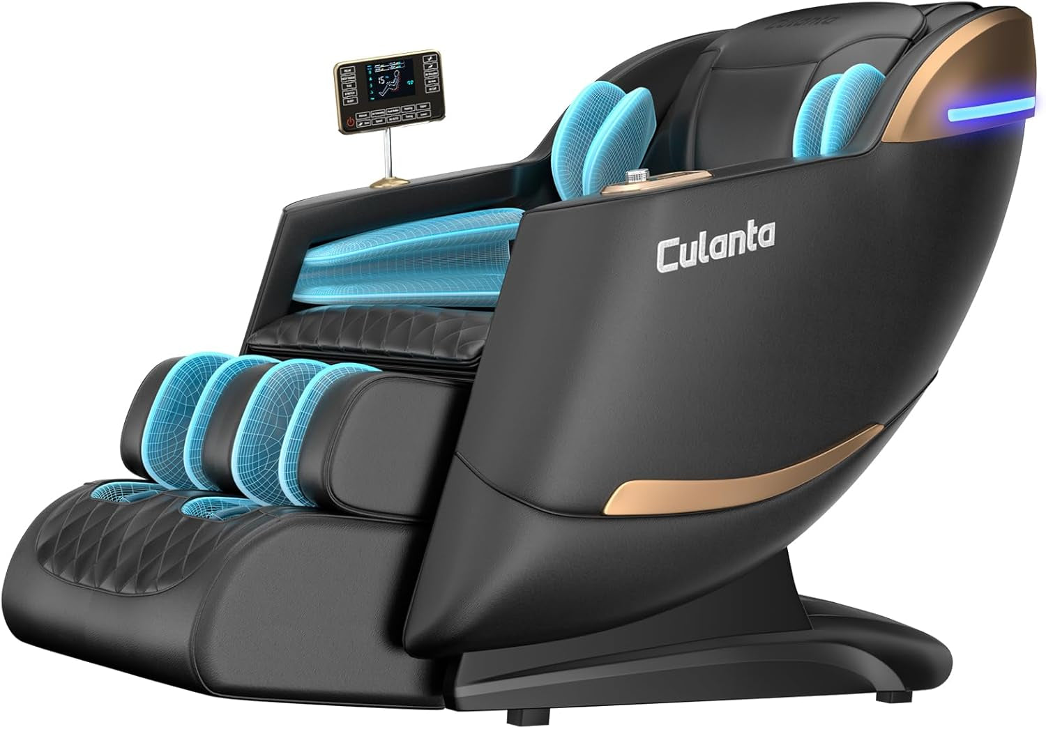 Massage Chair Full Body 53" Sl-Track Zero Gravity Shiatsu, Black | Full-Body Airbags, 5 Modes, 6 Techniques, Body Scan, Foot Roller, Armrest & Pad Dual Control, No Assembly, Lumbar & Calf Heat