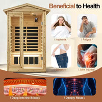 Moray 1-2 Person Outdoor Fir Infrared Sauna with 8 Far-Infrared Carbon Crystal Heaters and Chromotherapy