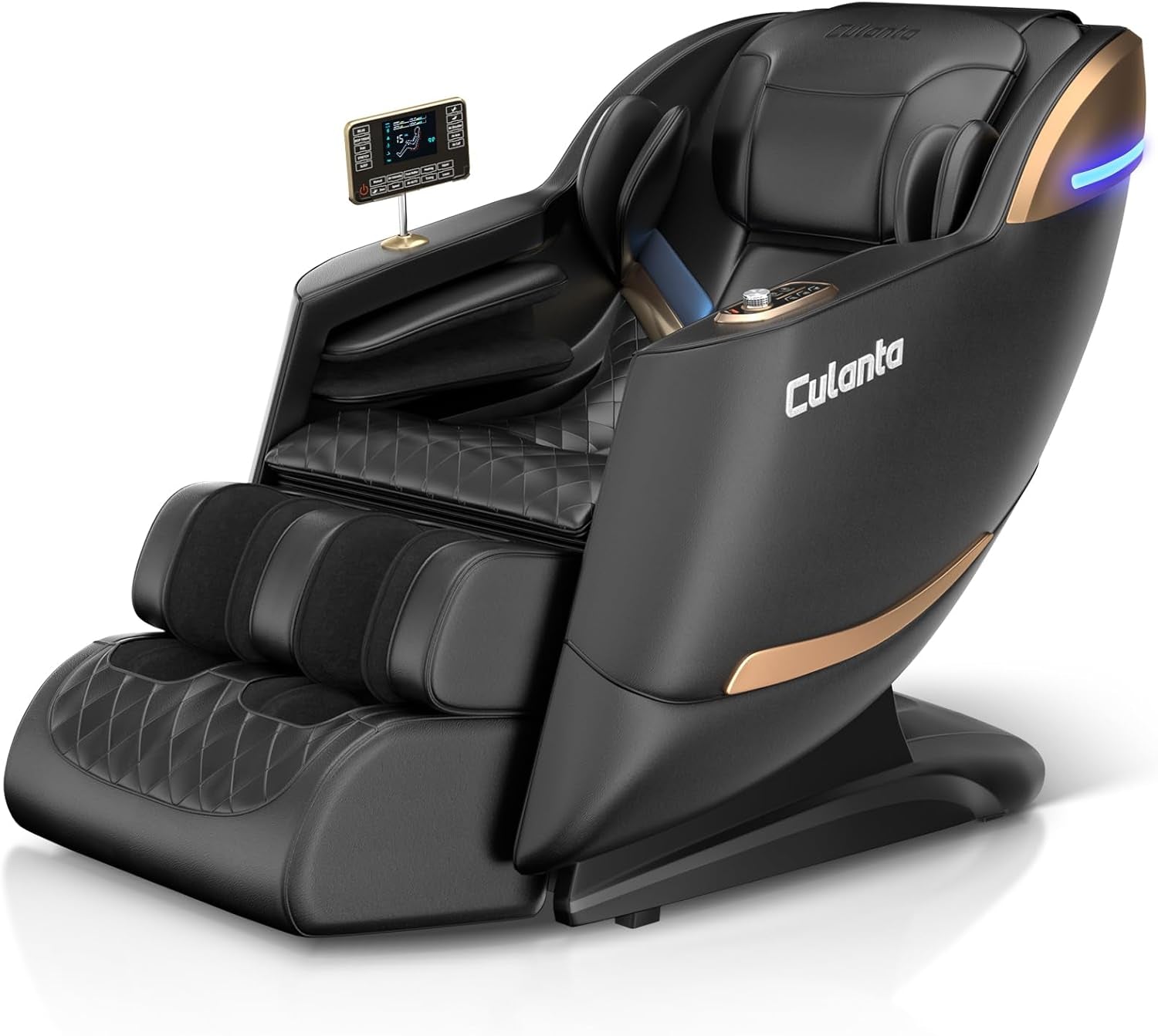 Massage Chair Full Body 53" Sl-Track Zero Gravity Shiatsu, Black | Full-Body Airbags, 5 Modes, 6 Techniques, Body Scan, Foot Roller, Armrest & Pad Dual Control, No Assembly, Lumbar & Calf Heat