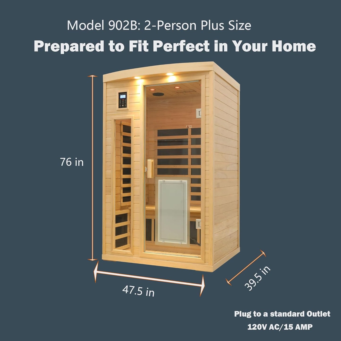 Saunas 902B Far Infrared Sauna, Indoor Wooden Dry Sauna Low EMF (Hemlock Wood, 2-Person plus Size 360 Envolved)