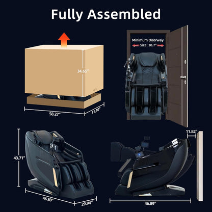 4D Massage Chair Full Body Extended Sl-Track Zero Gravity Shiatsu Recliner | 3 Zero-Gravity Angles,3-Zone Heat,Calf & Foot Rollers,Thai Stretch,10-Program+20-Technique,Ai Voice,Bluetooth,Wireless Charge
