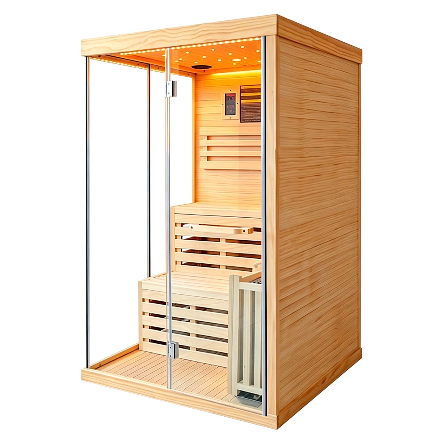 Traditional Steam Sauna,3000W 2-3 Person Indoor Sauna with LED Lights, Waterproof Speakers for Home,Living Room