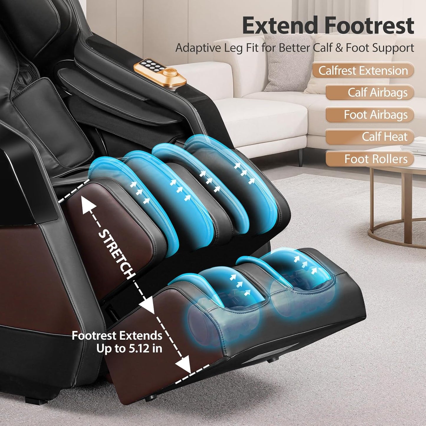 Massage Chair Full Body 4D Zero Gravity Massage Chair Recliner with 57.1" Sl-Track Shiatsu Massage Lumbar Heat 40 Airbags Foot Rollers AI Voice 7" Touchscreen Bluetooth