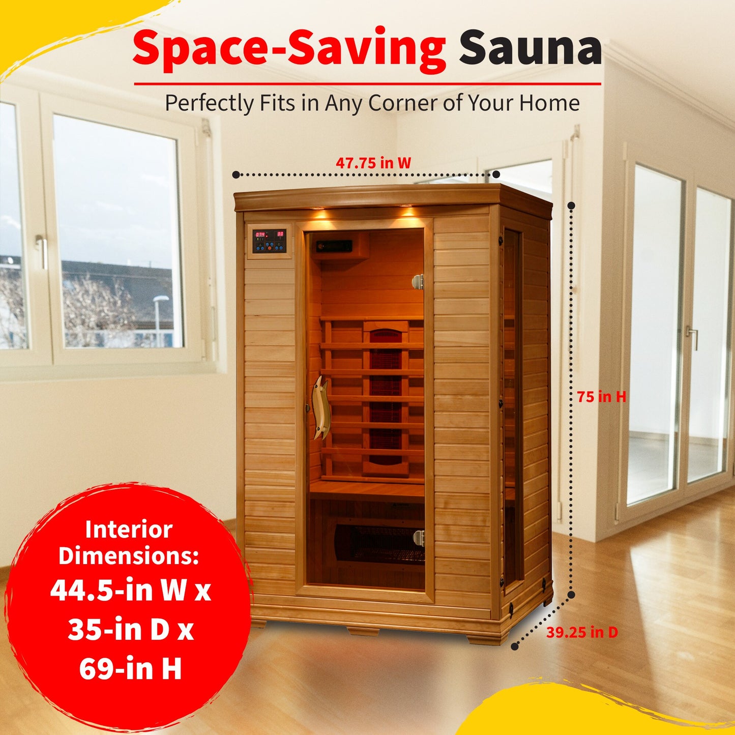 75-In H X 47.75-In W X 39.25-In D Hemlock Fir Wood Infrared Sauna