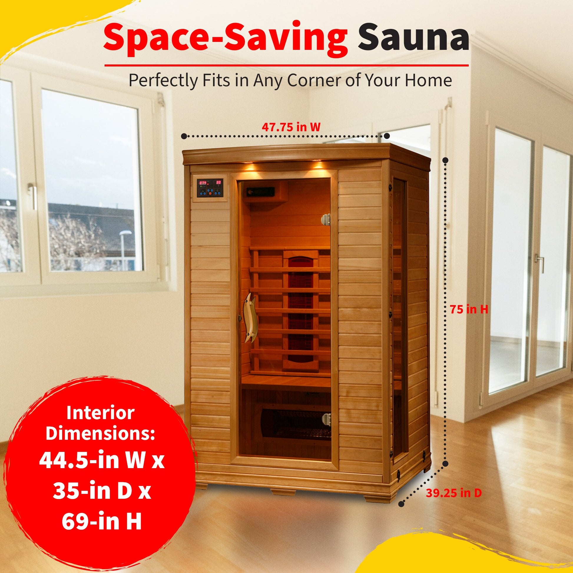 75-In H X 47.75-In W X 39.25-In D Hemlock Fir Wood Infrared Sauna