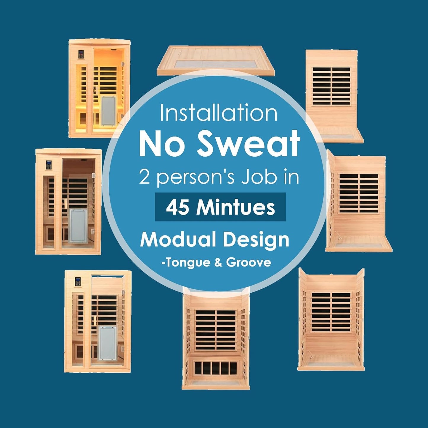 Saunas 902B Far Infrared Sauna, Indoor Wooden Dry Sauna Low EMF (Hemlock Wood, 2-Person plus Size 360 Envolved)