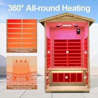 Moray 1-2 Person Outdoor Fir Infrared Sauna with 8 Far-Infrared Carbon Crystal Heaters and Chromotherapy