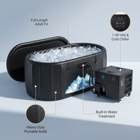 Cold Plunge Tub, 248 Gallon, 1 Horsepower, Heavy-Duty Ice Bath Tub for Athletes with Hot & Cold, Portable Inflatable Plunge Chiller with Water Treatment Kit, Immersion Therapy, Wifi (Black, 1 Set) — infographic