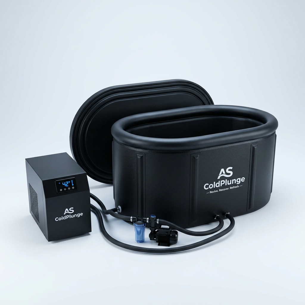 Ice Bath Chiller & Cold Plunge Tub Kit, 1/3HP Cold Plunge Chiller with External Pump & Filter, XXL 148Gal Upgraded Ice Pod, Cold Plunge Tub with Water Chiller for Cold Therapy Recovery — Studio Shot