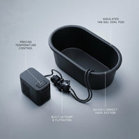 Ice Bath Chiller & Cold Plunge Tub Kit, 1/3HP Cold Plunge Chiller with External Pump & Filter, XXL 148Gal Upgraded Ice Pod, Cold Plunge Tub with Water Chiller for Cold Therapy Recovery — infographic