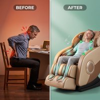Massage Chair Zero Gravity Full Body with Heating and Bluetooth - Gold — Before & After