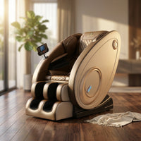 Massage Chair Zero Gravity Full Body with Heating and Bluetooth - Gold — Studio Shot