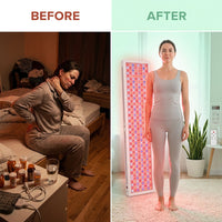 Red Light Therapy Full Body Panel, 480/630/660/810/830/850/1060Nm Blue Red near Infrared Light Device with 480 Dual Chip Clinical Grade Leds, Remote Control, Timer for Face, Body, BO-2400 — Before & After