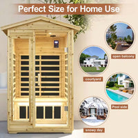 Moray 1-2 Person Outdoor Fir Infrared Sauna with 8 Far-Infrared Carbon Crystal Heaters and Chromotherapy