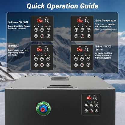 Ice Bath Water Chiller for Cold Plunge Tubs, 1HP Upgraded Cold Plunge Chiller & Hot Water Heater - 37.4° to 107.6°F- 110V Cooling Chiller Ideal for Ice Bath Cold Therapy Recovery