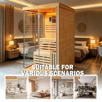 Traditional Steam Sauna,3000W 2-3 Person Indoor Sauna with LED Lights, Waterproof Speakers for Home,Living Room