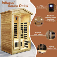 Moray 1-2 Person Outdoor Fir Infrared Sauna with 8 Far-Infrared Carbon Crystal Heaters and Chromotherapy