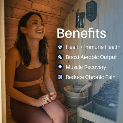 4-Person Electric Heater Outdoor Cedar Barrel Steam Sauna Front Porch Canopy - ETL Certified