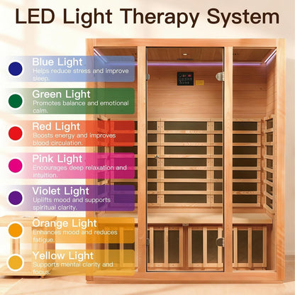 3 Person Far Infrared Sauna for Home, Hemlock Wood, Chromotherapy Lights | Low EMF Infrared Heating, HI-FI Speaker, Reading Light, Ventilation System, Designed for Apartment Wellness
