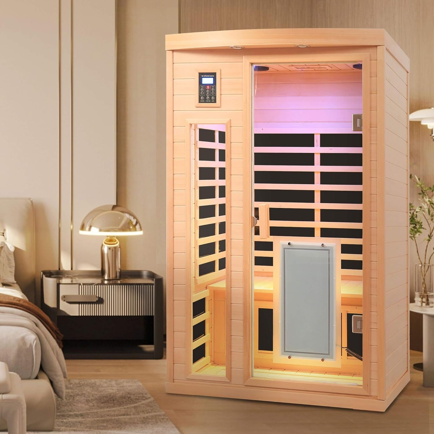 Saunas 902B Far Infrared Sauna, Indoor Wooden Dry Sauna Low EMF (Hemlock Wood, 2-Person plus Size 360 Envolved)