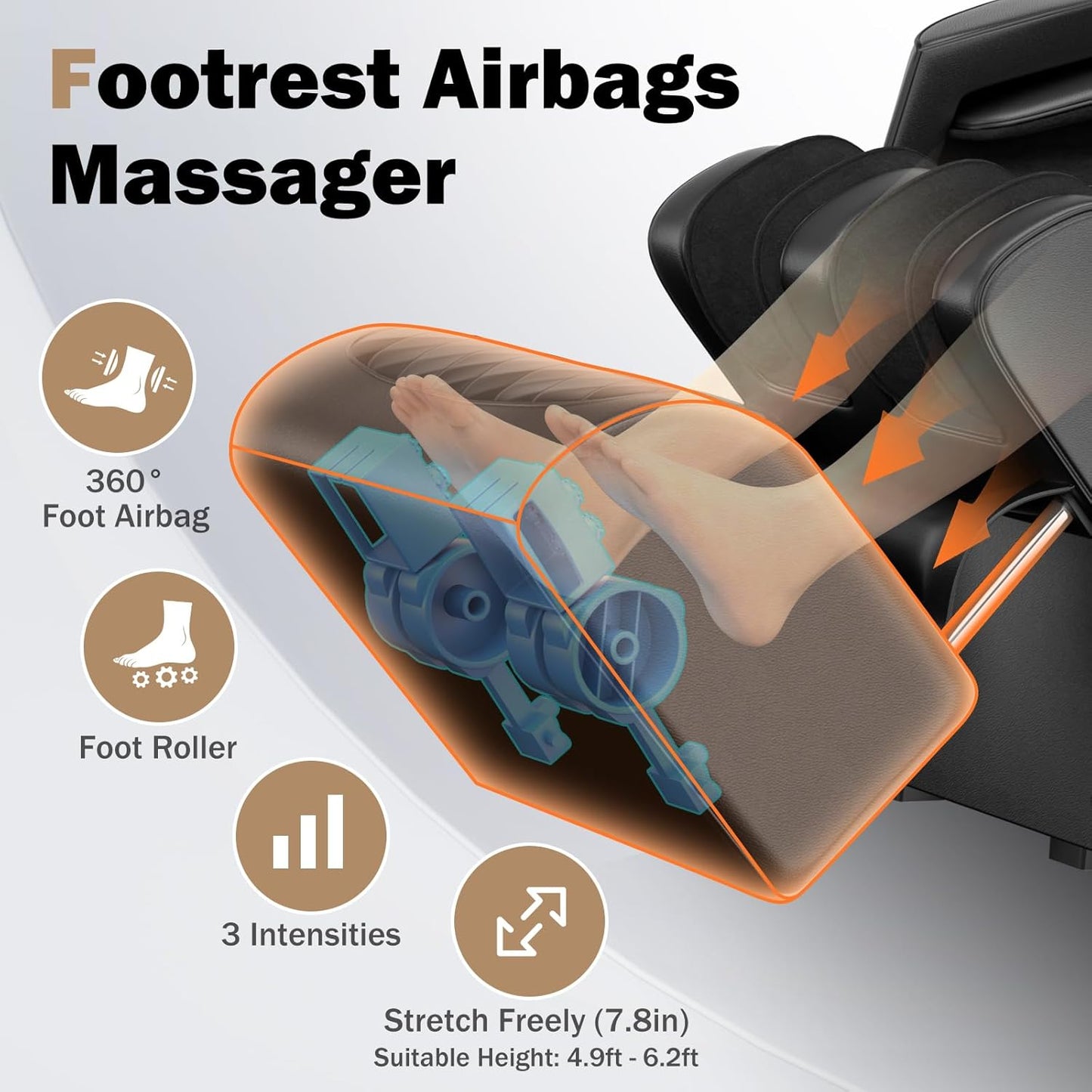 Massage Chair Full Body 53" Sl-Track Zero Gravity Shiatsu, Black | Full-Body Airbags, 5 Modes, 6 Techniques, Body Scan, Foot Roller, Armrest & Pad Dual Control, No Assembly, Lumbar & Calf Heat