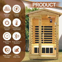 Moray 1-2 Person Outdoor Fir Infrared Sauna with 8 Far-Infrared Carbon Crystal Heaters and Chromotherapy
